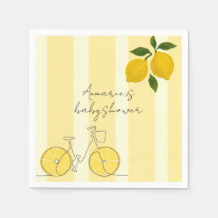 Yellow Stripes Lemons Baby Shower Napkins
