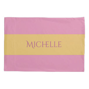 Yellow Stripes on ANY Color Custom Monogram Pillowcase