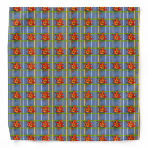 Yellow Stripes on Blue with Amaryllis Bandana