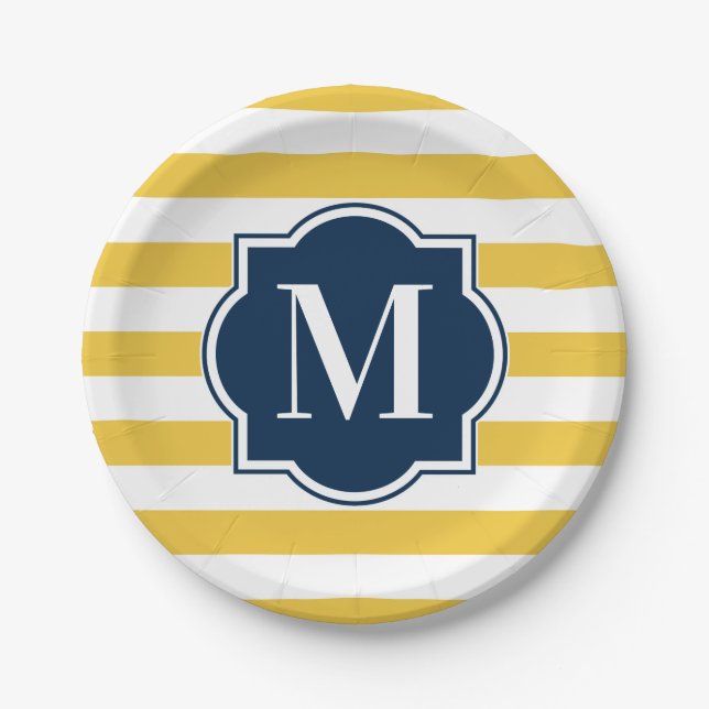 Yellow Stripes Paper Plates (Front)