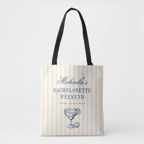 Yellow Stripes Preppy Retro Bachelorette Weekend Tote Bag