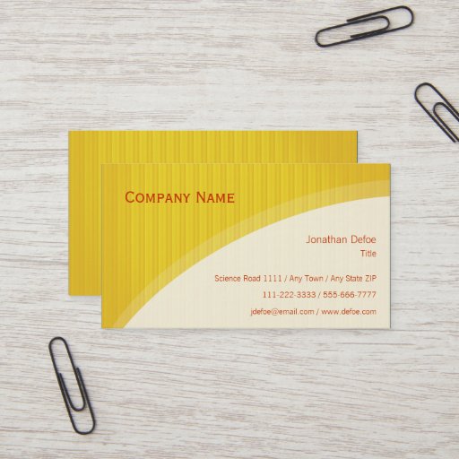 Customizable Yellow Stripes Professional Business Card