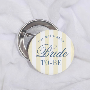 Yellow Stripes Retro Bride To Be Button