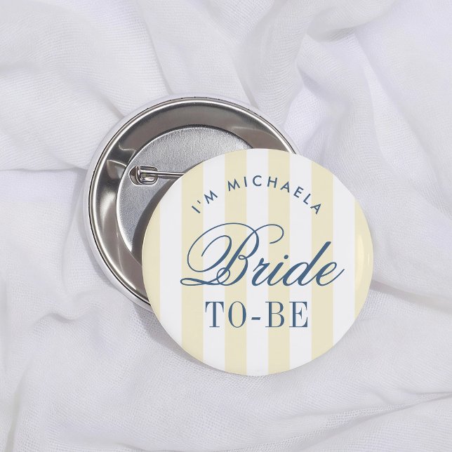 Yellow Stripes Retro Bride To Be Button (Creator Uploaded)
