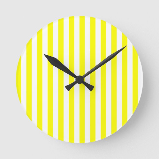 Yellow Stripes Round Clock (Front)