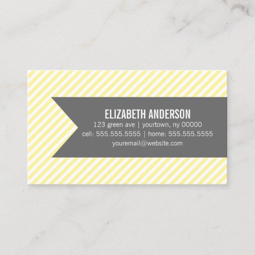 Customizable Yellow Stripes Social Calling Cards Business Card Templates