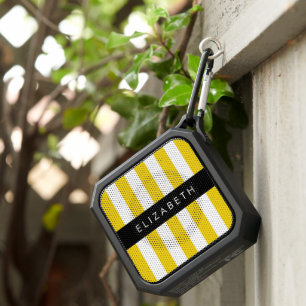 Yellow Stripes, Striped Pattern, Lines, Your Name Bluetooth Speaker