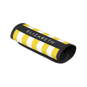 Yellow Stripes, Striped Pattern, Lines, Your Name Luggage Handle Wrap