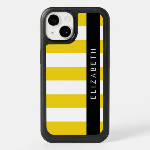 Yellow Stripes, Striped Pattern, Lines, Your Name OtterBox iPhone 14 Case
