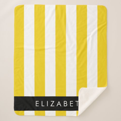 Yellow Stripes Striped Pattern Lines Your Name Sherpa Blanket