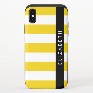 Yellow Stripes, Striped Pattern, Lines, Your Name iPhone X Slider Case