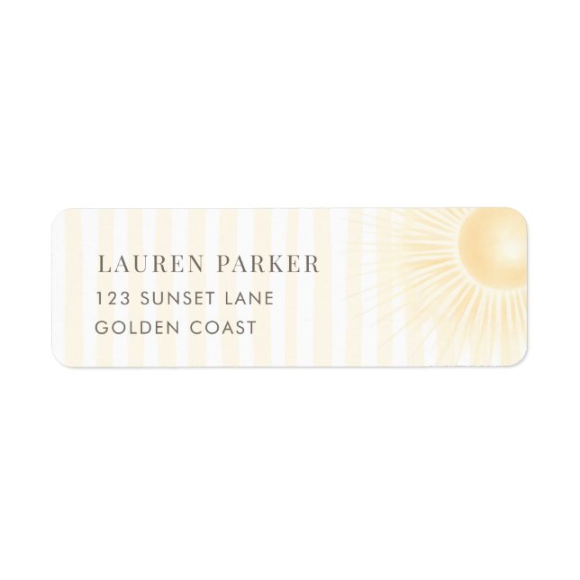 Yellow Stripes Sun Baby Shower Return Address Label (Front)