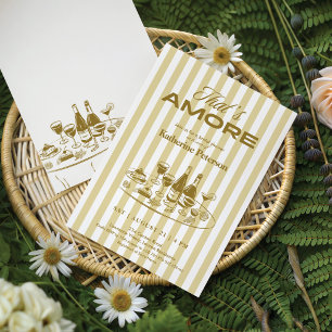 Yellow Stripes That's Amore Bridal Shower Invitation