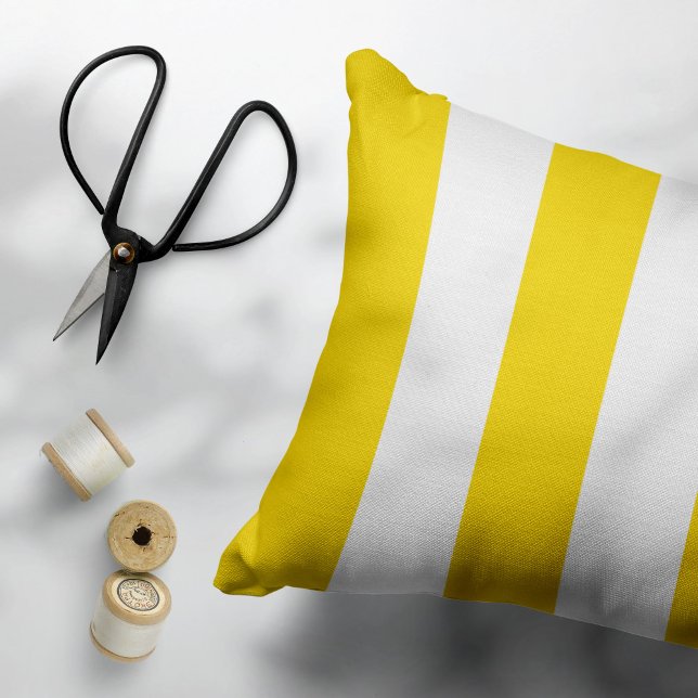 Yellow Stripes, White Stripes, Striped Pattern Accent Pillow (Creator Uploaded)