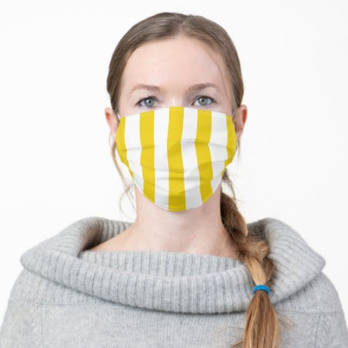 Yellow Stripes White Stripes Striped Pattern Adult Cloth Face Mask