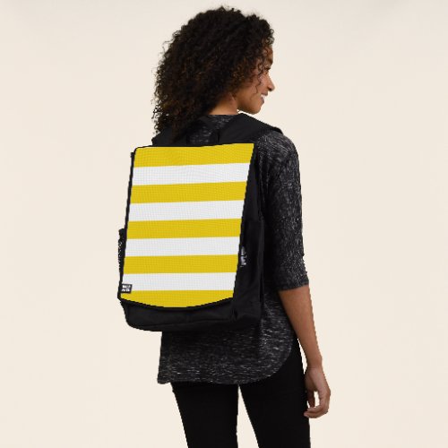Yellow Stripes White Stripes Striped Pattern Backpack
