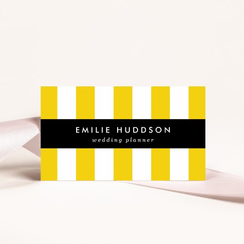 Yellow Stripes White Stripes Striped Pattern Business Card