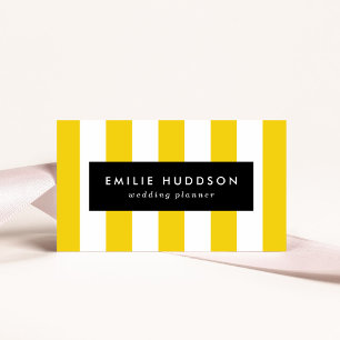 Yellow Stripes, White Stripes, Striped Pattern Business Card