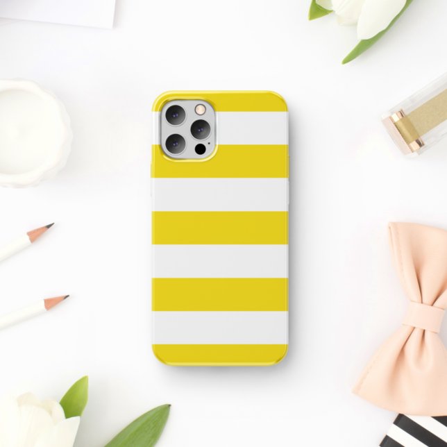 Yellow Stripes, White Stripes, Striped Pattern Case-Mate iPhone Case (Creator Uploaded)