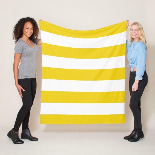 Yellow Stripes White Stripes Striped Pattern Fleece Blanket