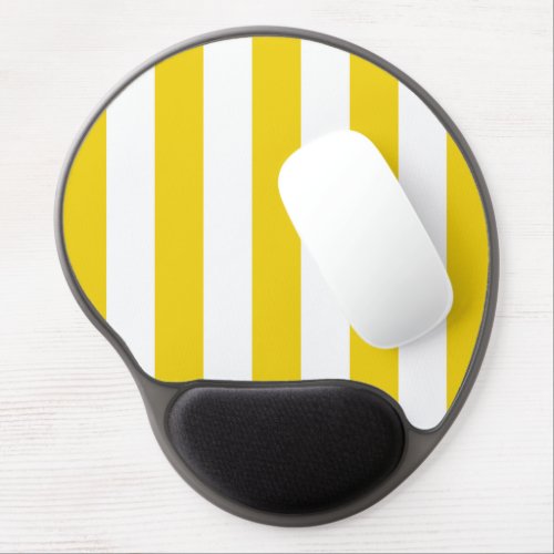 Yellow Stripes White Stripes Striped Pattern Gel Mouse Pad