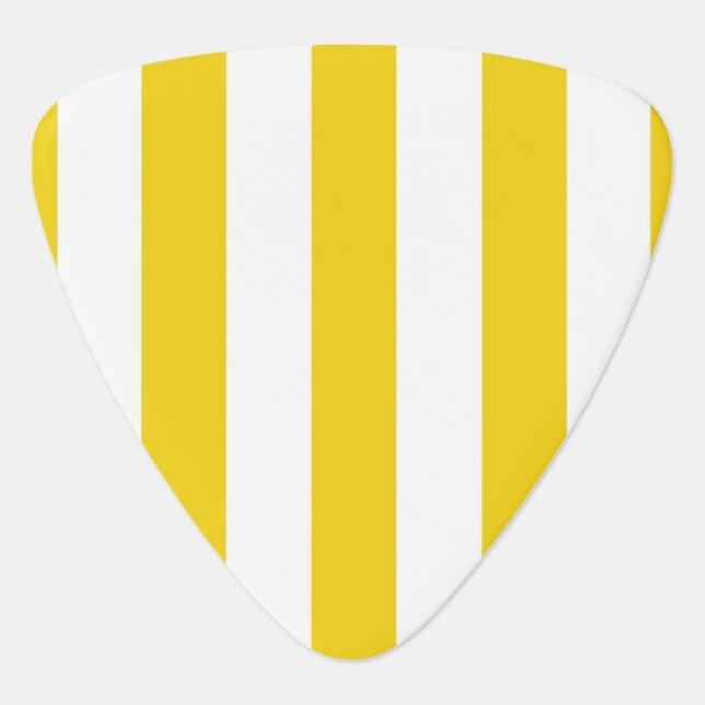 Yellow Stripes, White Stripes, Striped Pattern Guitar Pick (Front)