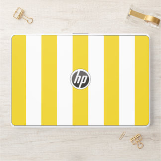 Yellow Stripes, White Stripes, Striped Pattern HP Laptop Skin
