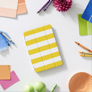 Yellow Stripes, White Stripes, Striped Pattern iPad Mini Cover