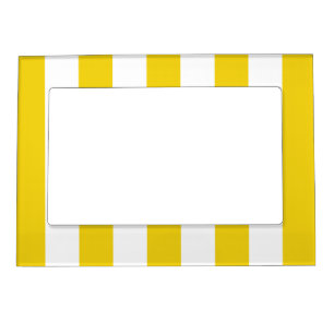 Yellow Stripes, White Stripes, Striped Pattern Magnetic Frame