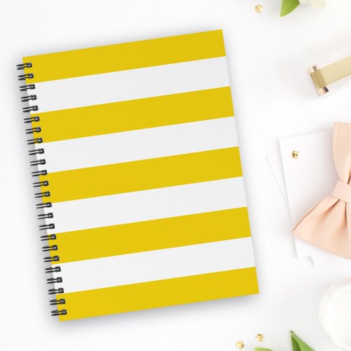 Yellow Stripes White Stripes Striped Pattern Notebook