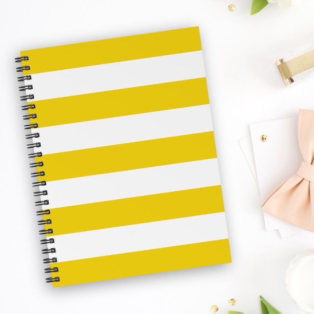 Yellow Stripes, White Stripes, Striped Pattern Notebook (Creator Uploaded)