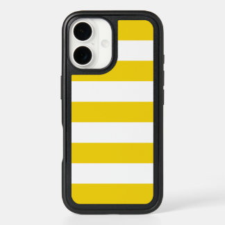 Yellow Stripes, White Stripes, Striped Pattern iPhone 16 Case