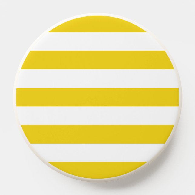 Yellow Stripes, White Stripes, Striped Pattern PopSocket (Popsocket)