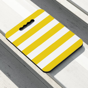 Yellow Stripes, White Stripes, Striped Pattern Seat Cushion