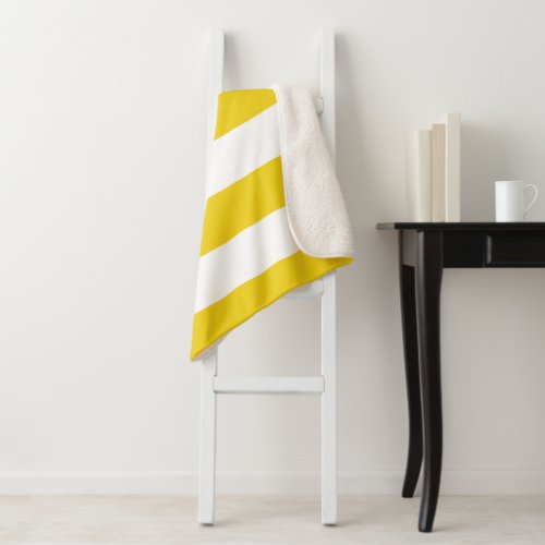 Yellow Stripes White Stripes Striped Pattern Sherpa Blanket