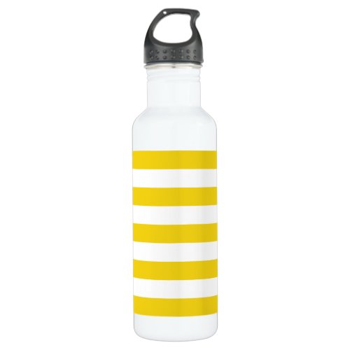 Yellow Stripes White Stripes Striped Pattern Stainless Steel Water Bottle