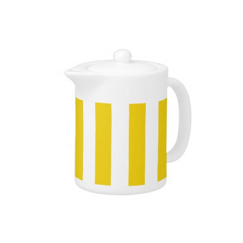 Yellow Stripes White Stripes Striped Pattern Teapot