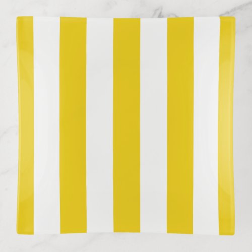 Yellow Stripes White Stripes Striped Pattern Trinket Tray