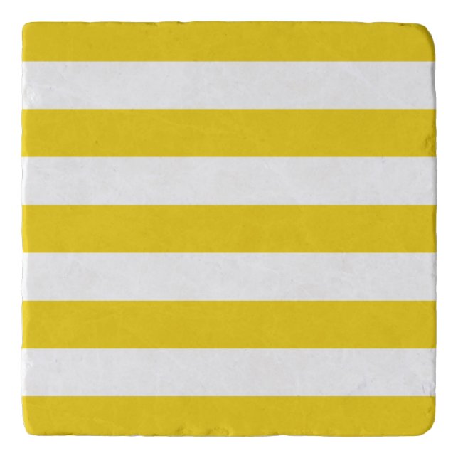 Yellow Stripes, White Stripes, Striped Pattern Trivet (Front)