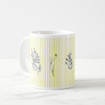 Yellow Stripes with Watercolor Wildflowers