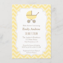 Yellow Stroller Modern Gender Neutral Baby Shower Invitation