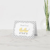 Yellow Strollers Twins Baby Shower Thank You Card