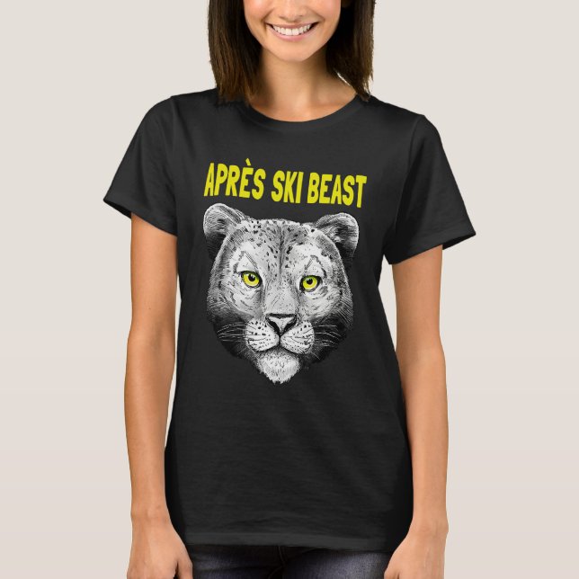 Yellow Style Apres Ski Snow Leopard T-Shirt (Front)