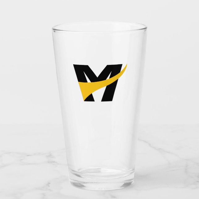 Yellow Stylized Bold Geometric Letter M Glass (Front)