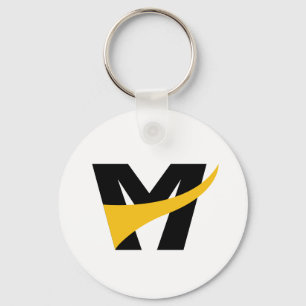 Yellow Stylized Bold Geometric Letter M Photo Keychain
