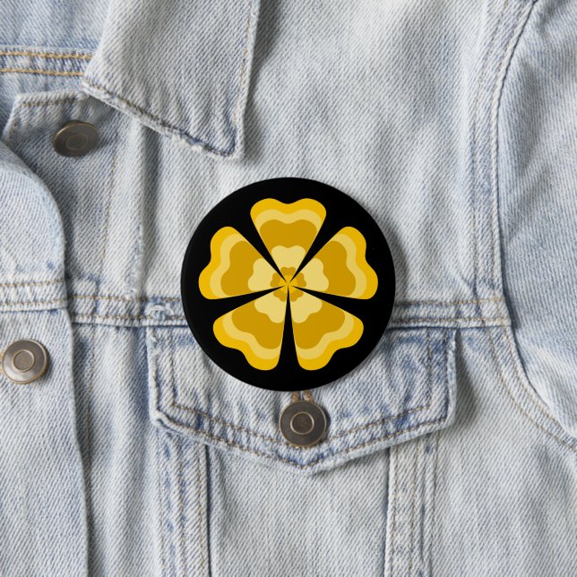 Yellow Stylized Retro Flower  Button (In Situ)