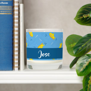 Yellow submarine and fish on blue scented candle