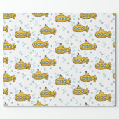 Yellow Submarine Blue Stars Wrapping Paper (Flat)