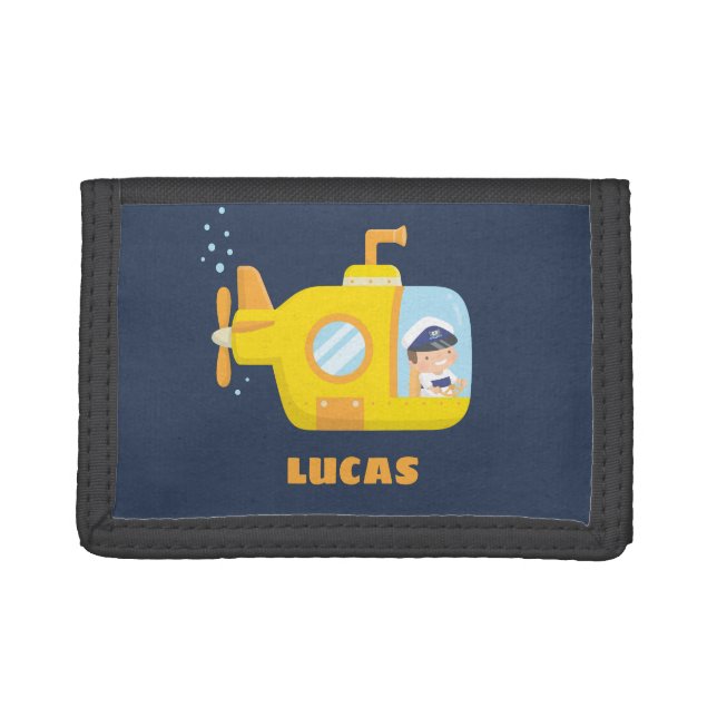 Yellow Submarine Boy Captain Kids Wallet (Front)