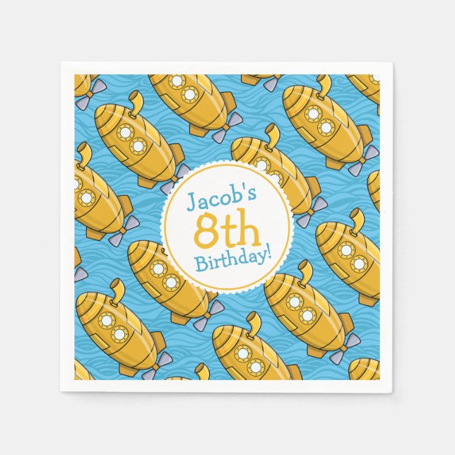 Yellow Submarine Boy's Birthday Napkins (Front)